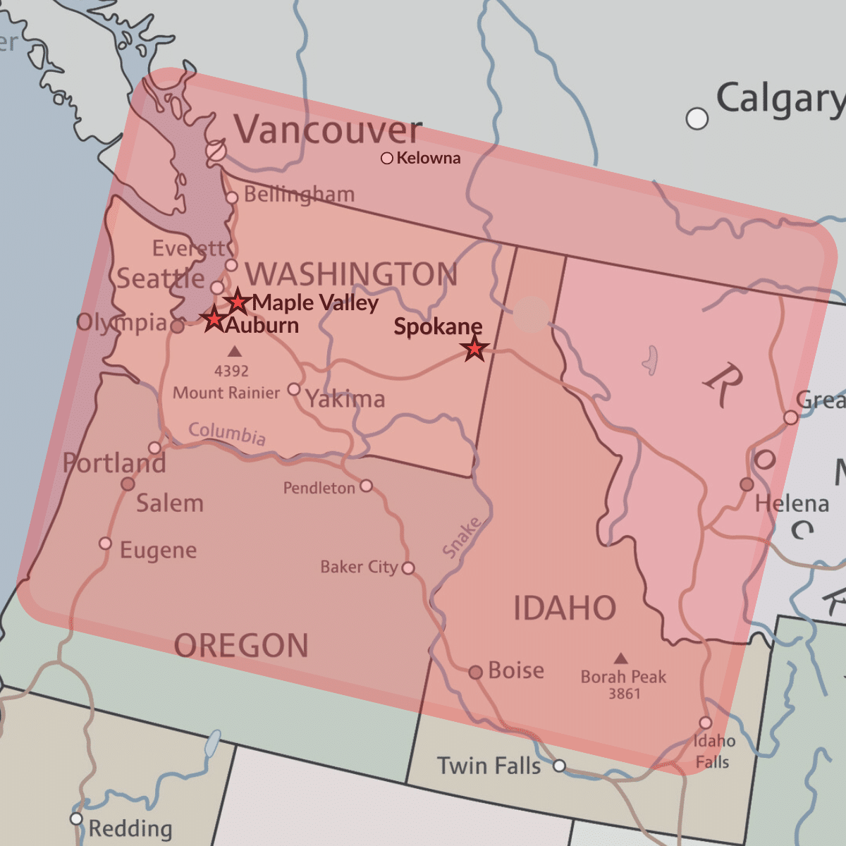 FleetEasy's Service Area - Washington State and the Pacific Northwest
