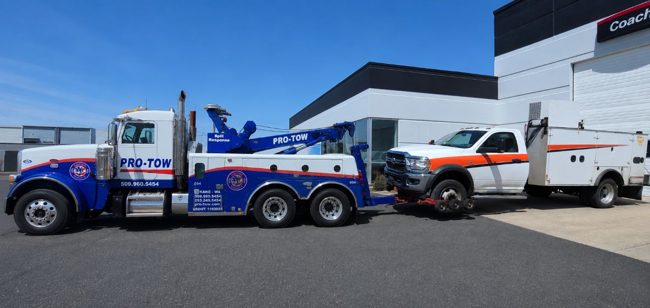 Towing a utility truck